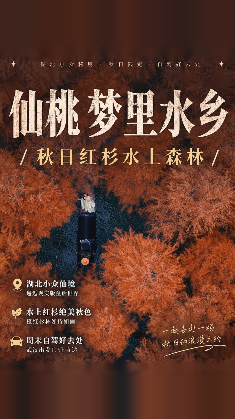 梦里水乡秋日红杉水上森林主视觉